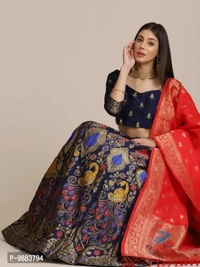 Women Jacquard Semi Stitched Lehenga Choli