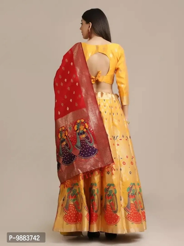Women Jacquard Semi Stitched Lehenga Choli