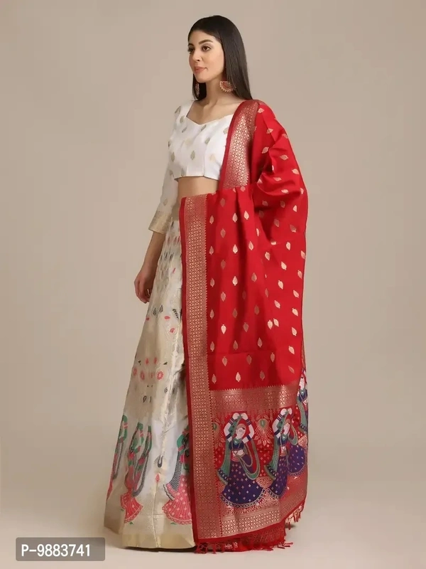 Women Jacquard Semi Stitched Lehenga Choli