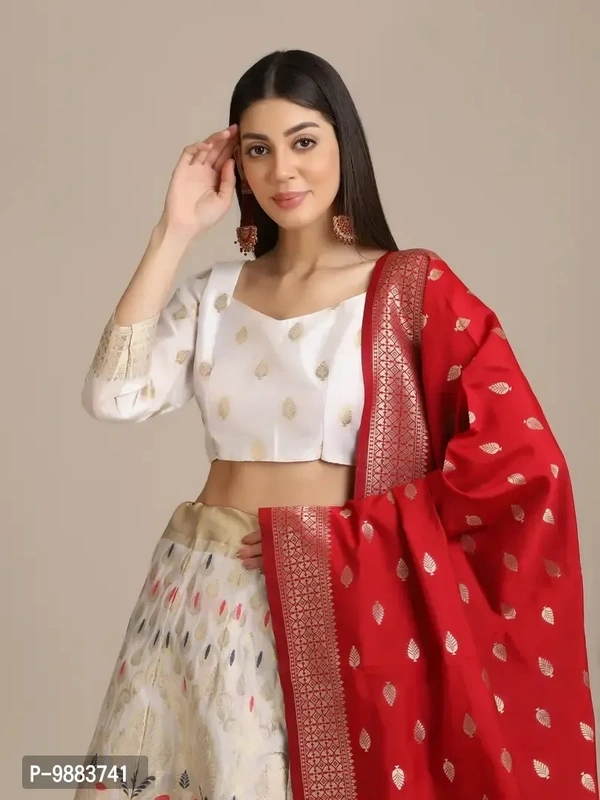 Women Jacquard Semi Stitched Lehenga Choli