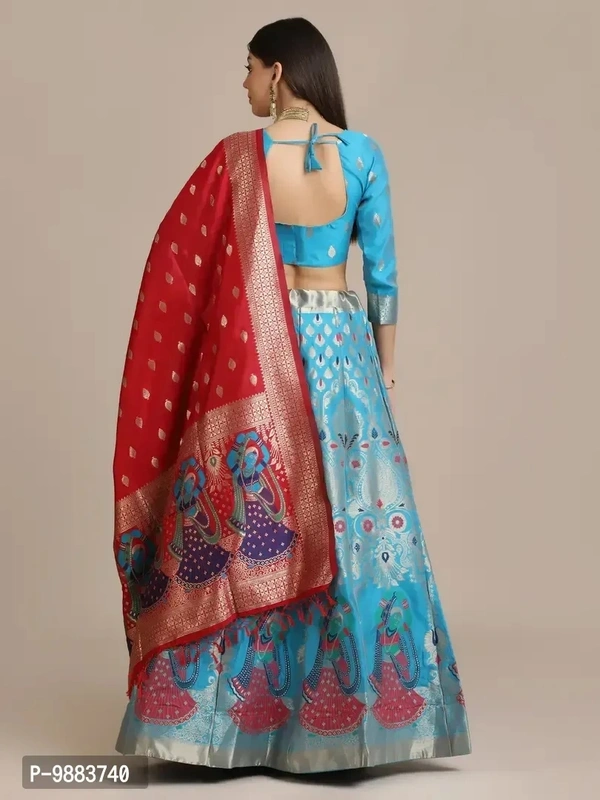 Women  Jacquard Semi Stitched Lehenga Choli