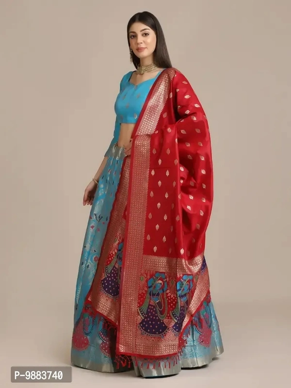 Women  Jacquard Semi Stitched Lehenga Choli