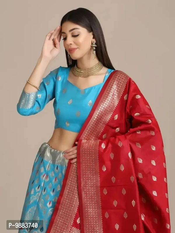 Women  Jacquard Semi Stitched Lehenga Choli