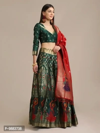 Women  Jacquard Semi Stitched Lehenga Choli