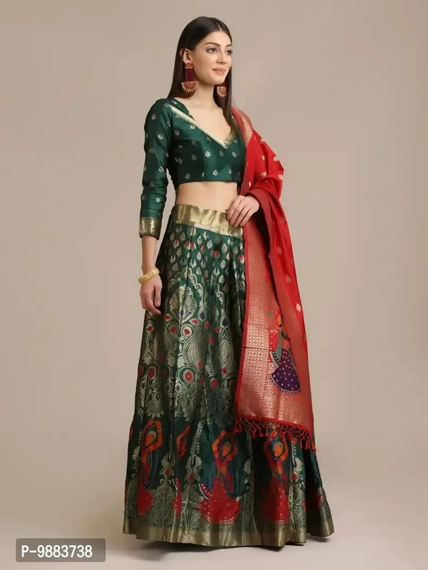 Women  Jacquard Semi Stitched Lehenga Choli