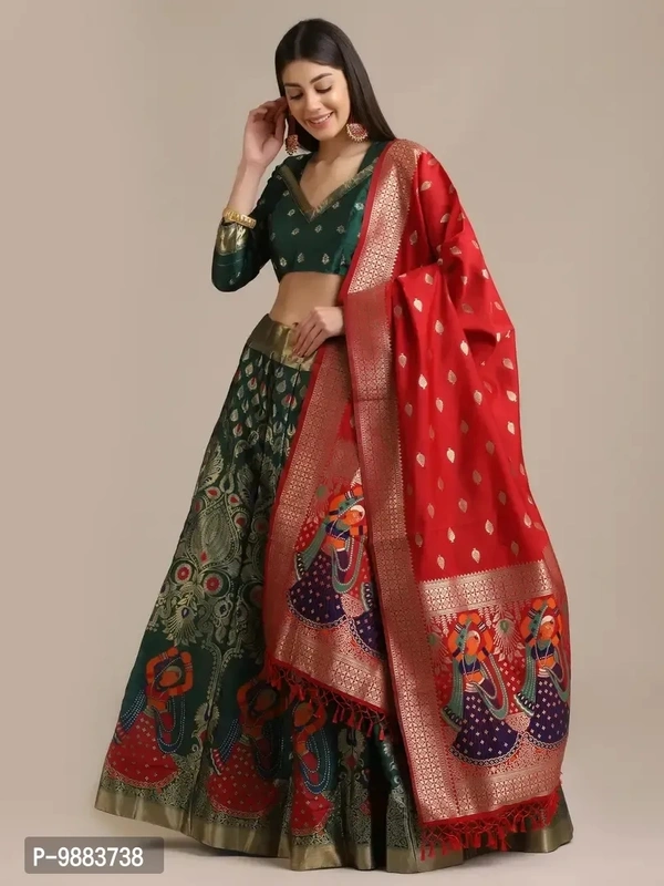 Women  Jacquard Semi Stitched Lehenga Choli