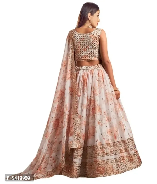 Trendy White Georgette Lehenga Choli With Dupatta Set For Women