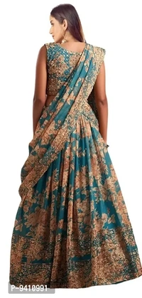 Trendy Teal Blue Georgette Lehenga Choli With Dupatta Set For Women