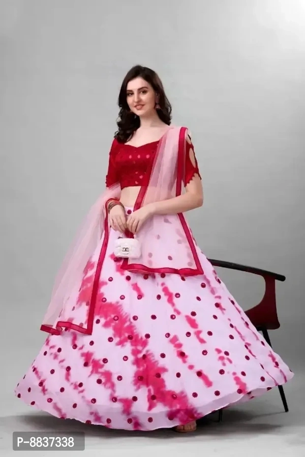 Latest Designer georgette embroidery sequence work White Lehenga Choli