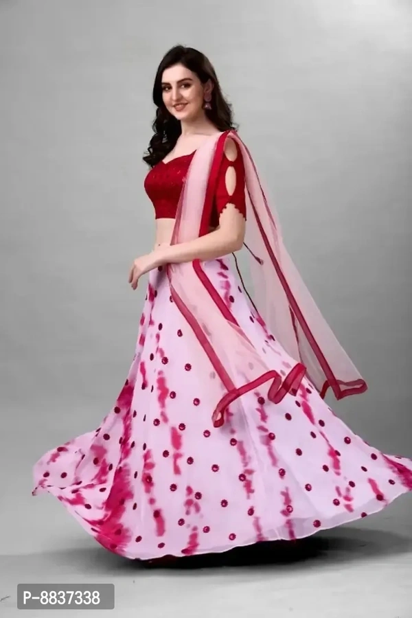 Latest Designer georgette embroidery sequence work White Lehenga Choli