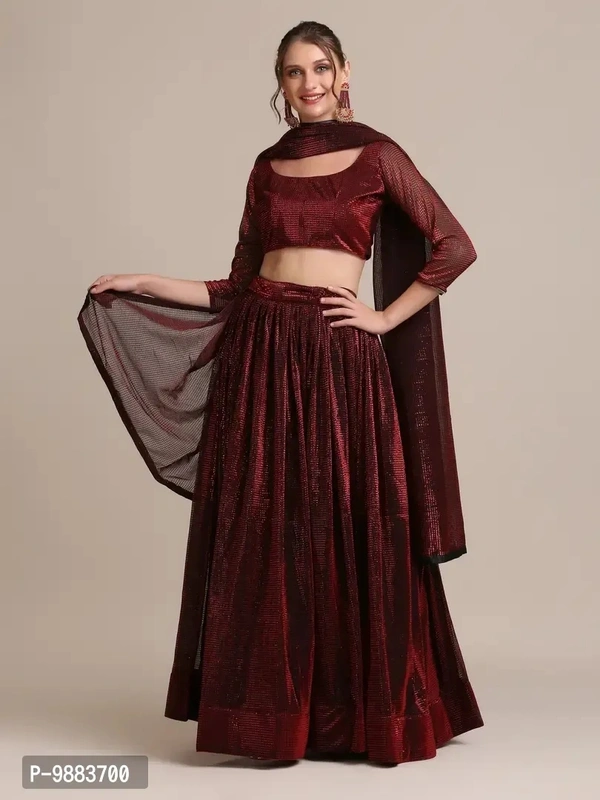 Women Crepe Semi Stitched Lehenga Choli