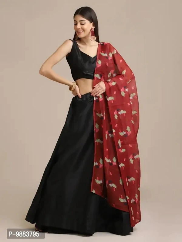 Women Art Silk Semi Stitched Lehenga Choli