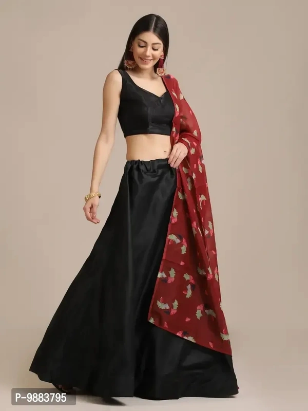 Women Art Silk Semi Stitched Lehenga Choli