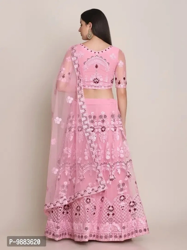 Women Net Semi Stitched Lehenga Choli