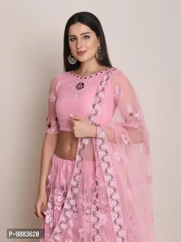 Women Net Semi Stitched Lehenga Choli