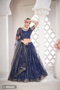 Women Net Semi Stitched Lehenga Choli