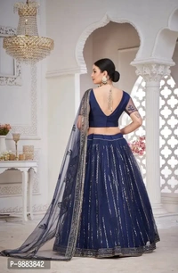 Women Net Semi Stitched Lehenga Choli