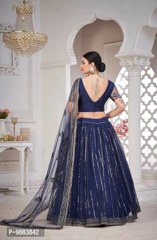 Women Net Semi Stitched Lehenga Choli