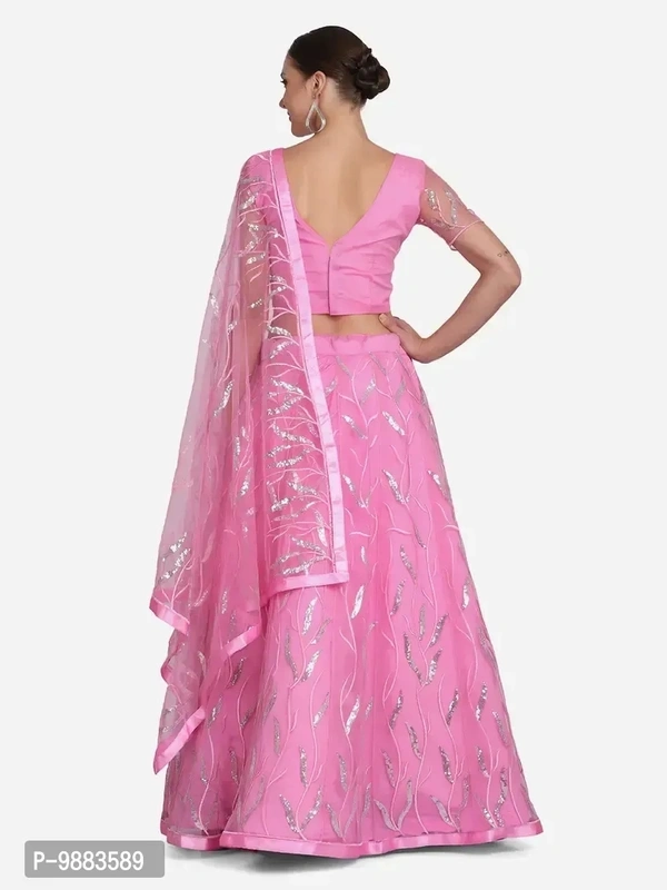 Women Net Semi Stitched Lehenga Choli