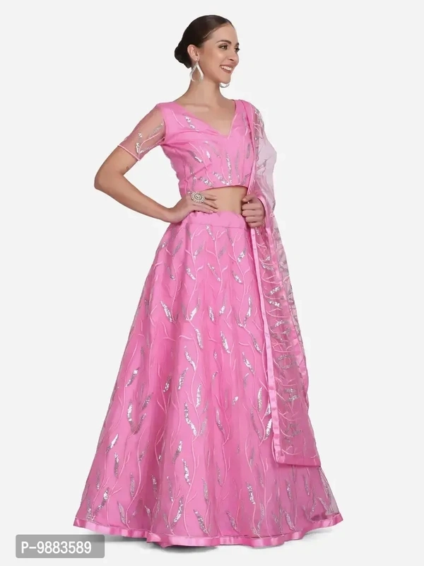 Women Net Semi Stitched Lehenga Choli