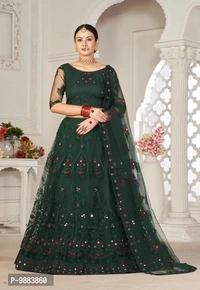 Women Net Semi Stitched Lehenga Choli