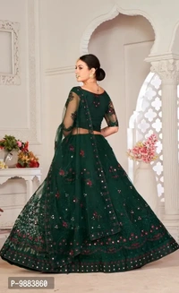 Women Net Semi Stitched Lehenga Choli