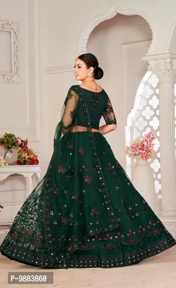 Women Net Semi Stitched Lehenga Choli