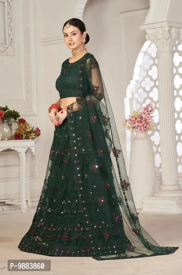 Women Net Semi Stitched Lehenga Choli
