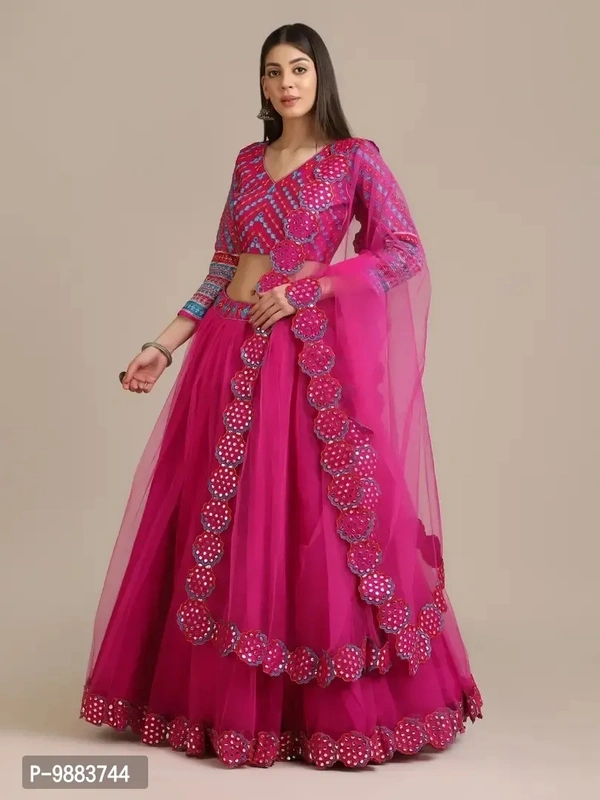 Women Net Semi Stitched Lehenga Choli