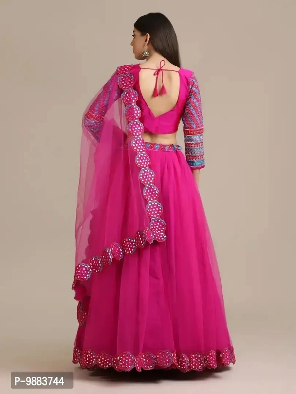 Women Net Semi Stitched Lehenga Choli