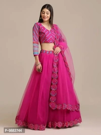 Women Net Semi Stitched Lehenga Choli