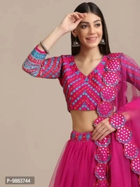 Women Net Semi Stitched Lehenga Choli