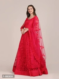 Women Net Semi Stitched Lehenga Choli