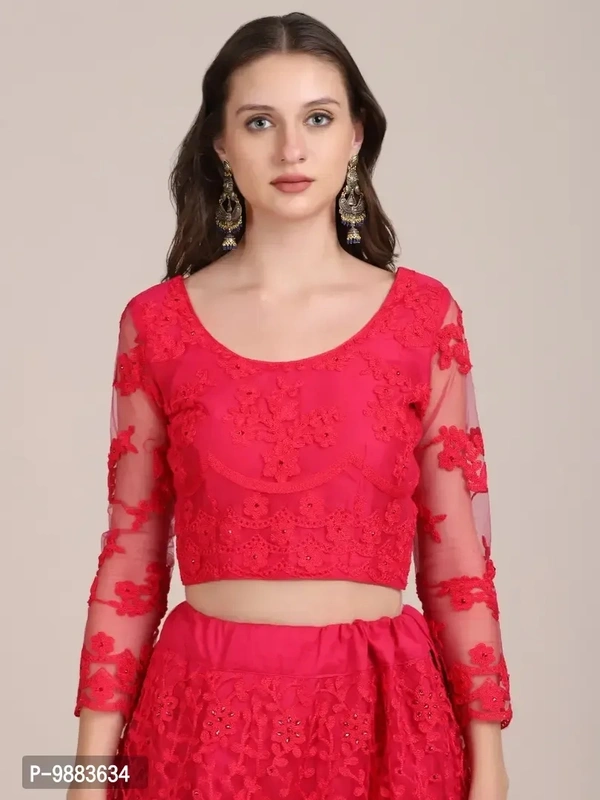 Women Net Semi Stitched Lehenga Choli