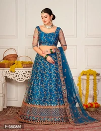 Women Net Semi Stitched Lehenga Choli