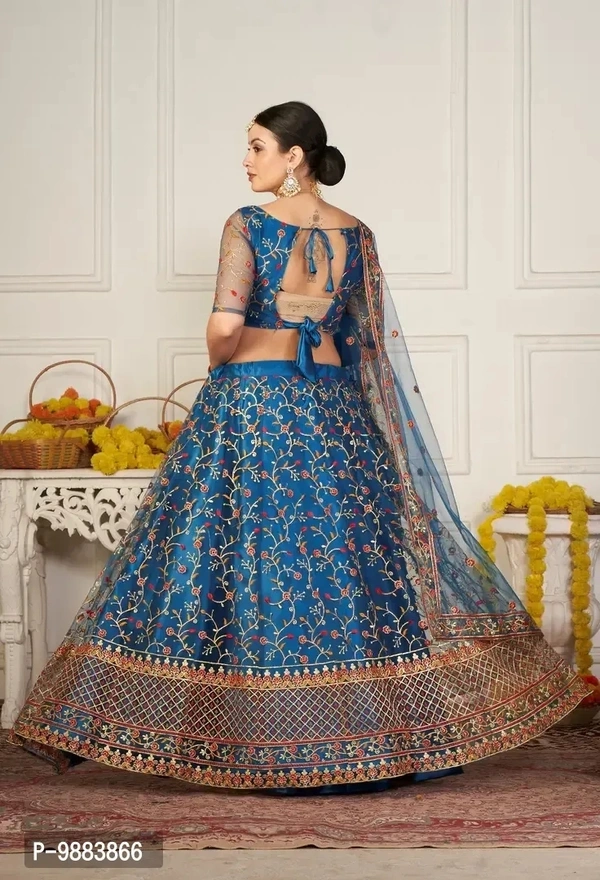 Women Net Semi Stitched Lehenga Choli