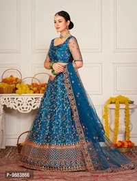 Women Net Semi Stitched Lehenga Choli