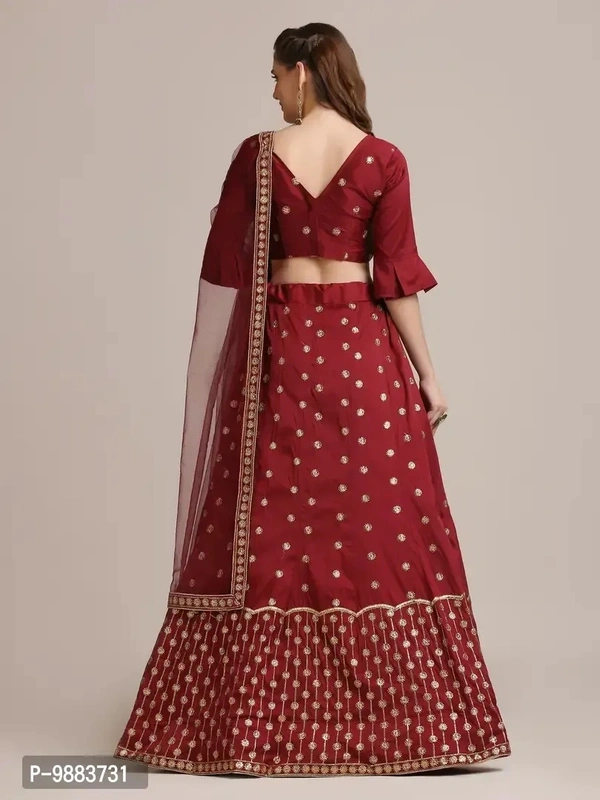 Women Art Silk Semi Stitched Lehenga Choli
