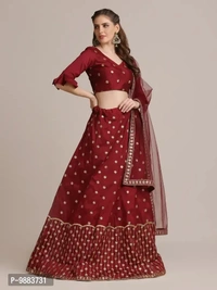 Women Art Silk Semi Stitched Lehenga Choli