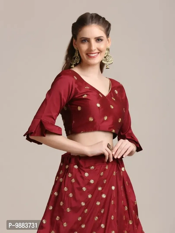 Women Art Silk Semi Stitched Lehenga Choli
