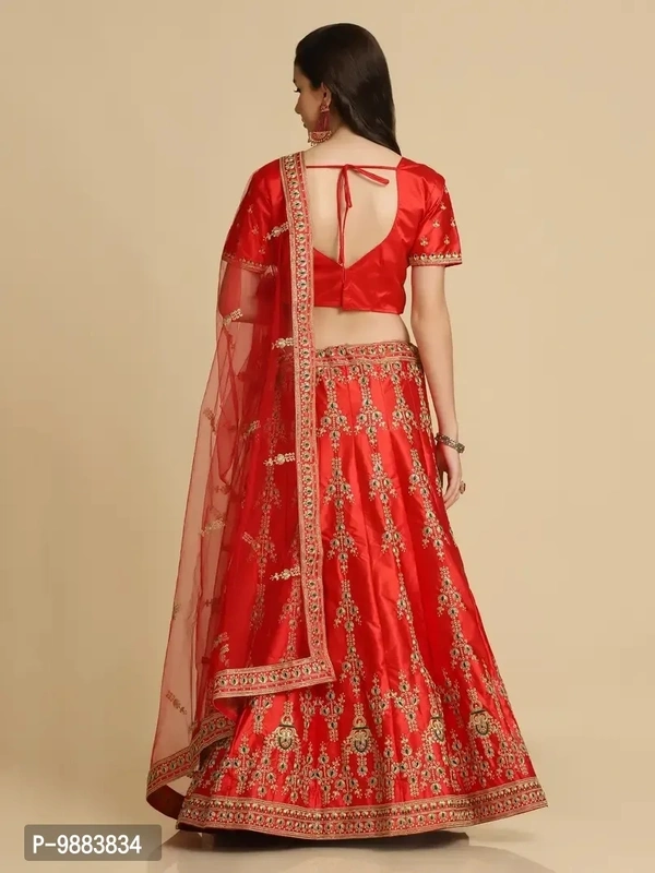 Women Art Silk Semi Stitched Lehenga Choli
