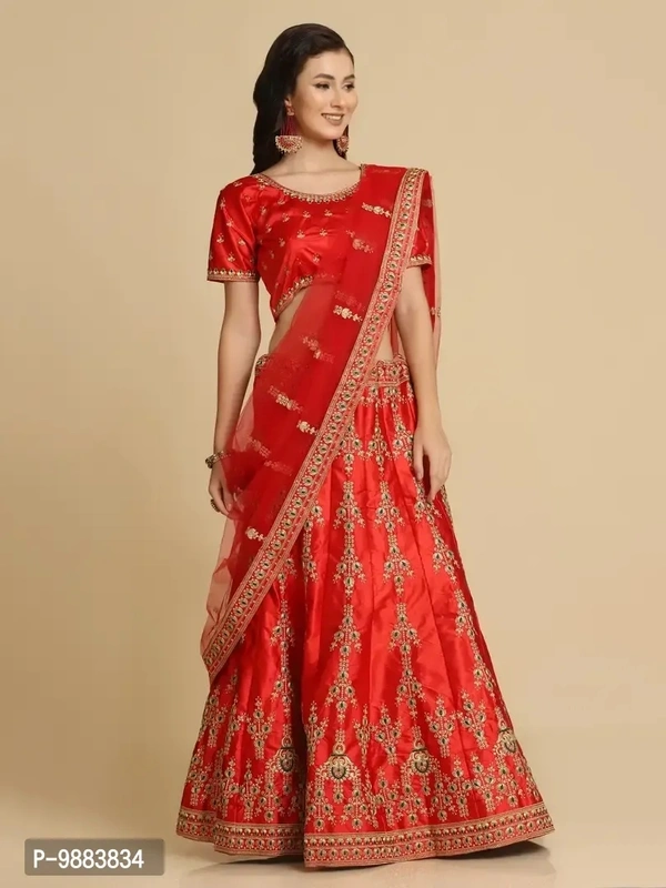 Women Art Silk Semi Stitched Lehenga Choli