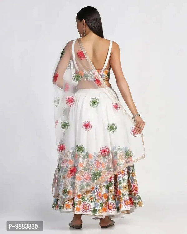 Women Art Silk Semi Stitched Lehenga Choli