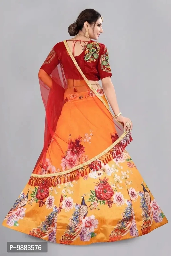 Women Art Silk Semi Stitched Lehenga Choli