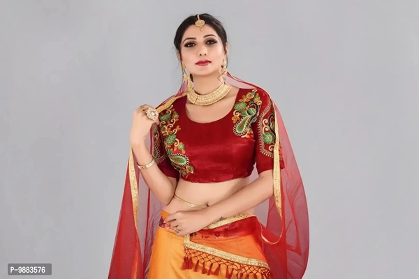 Women Art Silk Semi Stitched Lehenga Choli