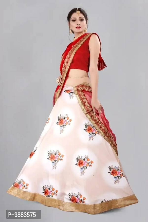 Women Art Silk Semi Stitched Lehenga Choli