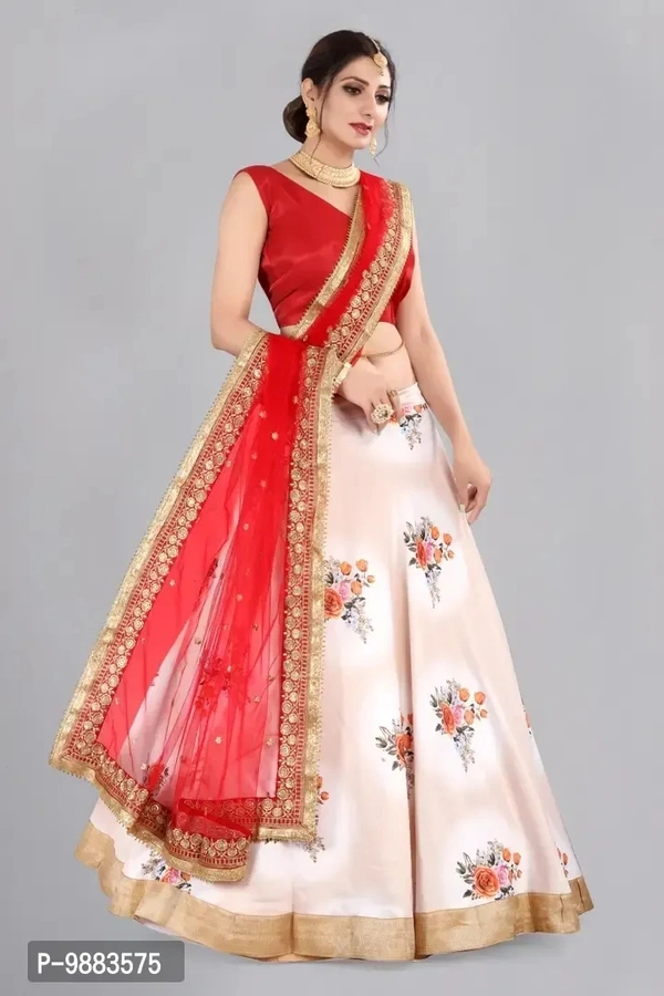 Women Art Silk Semi Stitched Lehenga Choli