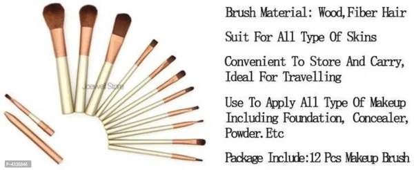 Makeup Brush Tool (Oval With Makeup Brush 12 With Puff) (14 Items In The Set)