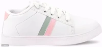 Elegant White Synthetic Self Design Sneakers For Women - 3