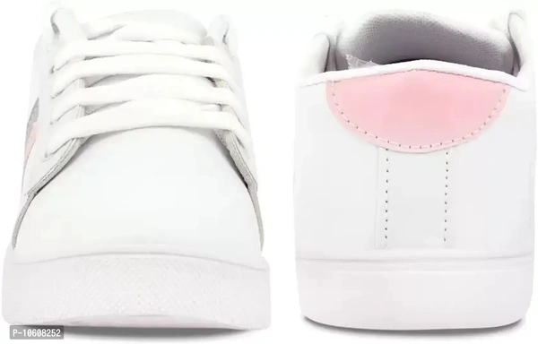 Elegant White Synthetic Self Design Sneakers For Women - 6